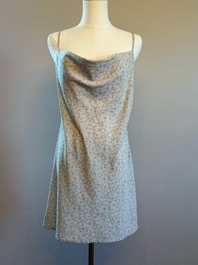 Slip Dress with Delicate Floral Print - Light Beige